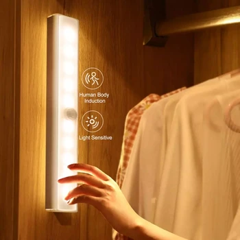 JLAPRIRA Sensor de Movimiento Inalámbrico LED Luces de la Noche del Dormitorio Decoración Detector de Luz Decorativos de Pared Lámpara de Escalera Armario de la Habitación del Pasillo de L