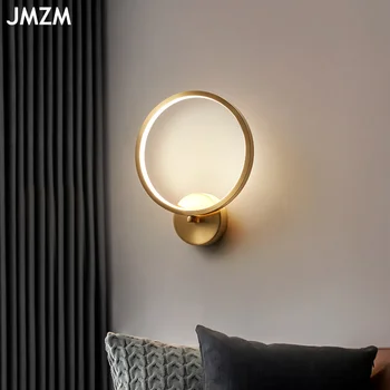 JMZM Oro Ronda Lámpara de Pared LED Lámpara de Luz de la Mesita de noche Para el Dormitorio Decoración del cuarto de Baño de Fondo de la Pared Interior de los Accesorios de Iluminación 47659
