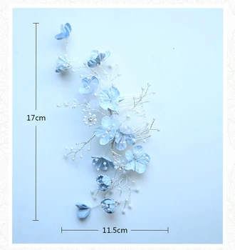 Jonnafe Luz Azul Floral Peine Del Pelo De La Boda Accesorios De Perlas Nupcial Del Pelo De La Joyería Hecha A Mano De Las Mujeres Adornos
