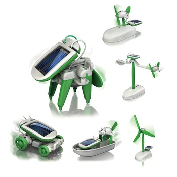 Juguetes clásicos de BRICOLAJE montessori creativos y de alta tecnología para la producción de pequeños experimento de ciencia conjunto de seis-en-uno de juguete solar montado juguete 85394