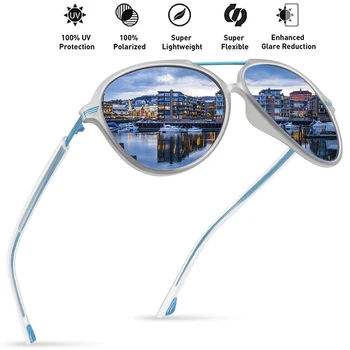 JULI Polarizada Piloto de Gafas de sol de Moda las Mujeres de los Hombres Tr90 Metal Irrompible Marco para la Pesca de la Ronda de Conducción Gafas Oversize
