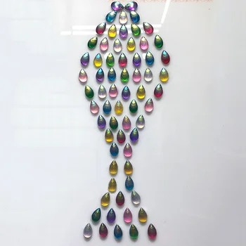 JUNAO 200pc 8*13 mm de Mezcla de Color de la Cáscara de Brillo de diamantes de Imitación AB Forma de Gota de Cristal de Piedras de las planas de la Resina de un Álbum de Perlas de BRICOLAJE Manualidades 66280
