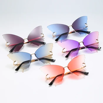 Kachawoo gafas de sol de moda las mujeres de la forma de la mariposa azul púrpura montura gafas de sol para damas degradado lente regalo hembra