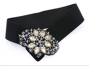 KASURE de Lujo Brillante Diamante Cinturón Ancho Para Mujer de imitación de diamante con Elástico en la Cintura Damas de colores de Cristal Vestido de Decoración