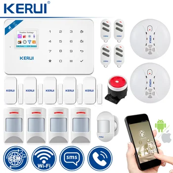 KERUI WI8 Detector PIR Inmune a Mascotas de Smart WIFI GSM Antirrobo Sistema de Seguridad de Alarma Detector de Humo de Protección contra Incendios