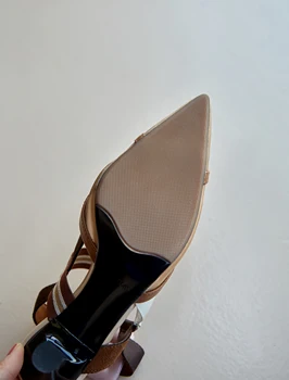Kmeioo Nueva Moda de la Punta del Dedo del pie zapatos de Tacón Alto Sandalias de Mujer de las Señoras elegantes cómodo Parte de las Bombas de Vestir de cuero Genuino Zapatos de 6cm