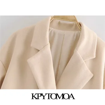 KPYTOMOA Mujeres 2020 de la Moda de Doble Botonadura Suelto Abrigo de Lana Vintage de Manga Larga Bolsillos de Mujer ropa de Abrigo Elegante Abrigo