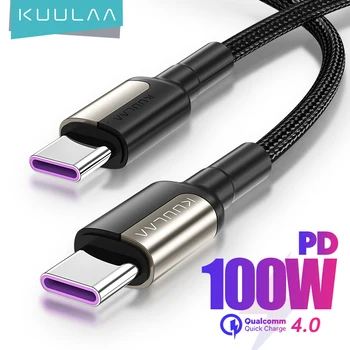 KUULAA USB Tipo C a C Cable USB para Samsung Galaxy S9 PD 100W Rápido Cable del Cargador para Macbook de Soporte de Carga Rápida 4.0 Cable USB