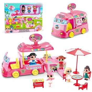L. O. L. SORPRESA! NUEVA lols muñeca Snack coche autobús de juguete con cuadro de Jugando en Casa y 3 lols muñecas de juguete fingure niña juguetes de regalo para los niños