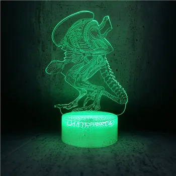 La acción de la Película Alien vs Predator Prometheus 3D USB LED Lámpara de 7 Colores Cambio de Luz de la Noche Extraño Monstruo Alienígena de la lámpara de escritorio decoración 1779