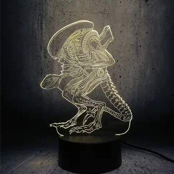 La acción de la Película Alien vs Predator Prometheus 3D USB LED Lámpara de 7 Colores Cambio de Luz de la Noche Extraño Monstruo Alienígena de la lámpara de escritorio decoración