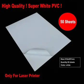 La altura Qunlity de 50 Hojas de papel Blanco de PVC A4 Pegatina de Vinilo de PVC en Blanco, etiqueta Engomada de la Super Blanco Impermeable etiqueta Engomada SÓLO Para Impresora Láser