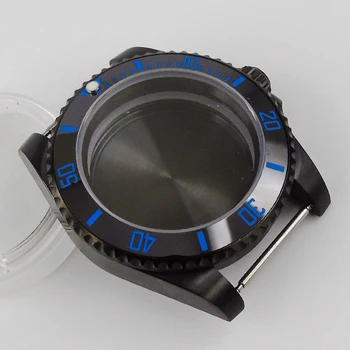 La caja del reloj de 40mm Negro PVD cristal de Zafiro de los Hombres de la caja del Reloj de Ajuste NH35 NH35A NH36 Movimiento Automático