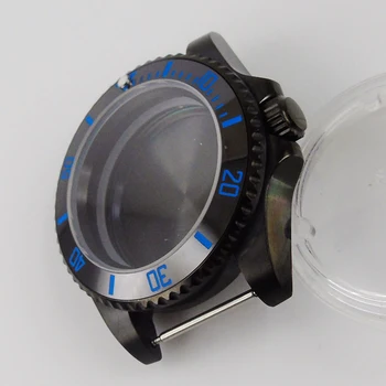La caja del reloj de 40mm Negro PVD cristal de Zafiro de los Hombres de la caja del Reloj de Ajuste NH35 NH35A NH36 Movimiento Automático