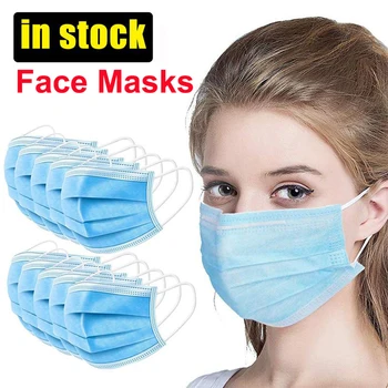 La cara Boca Máscara de Protección Desechables Mascarillas con Meltblown Paño de Proteger a las 3 Capas de Filtro a prueba de Polvo Gancho No Tejido de la Boca Máscaras