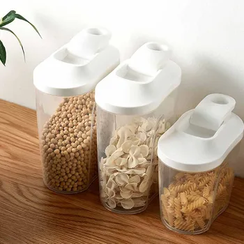 La cocina de la caja de almacenamiento sellado de conservación de los alimentos Plástico de Cereales Dispensador de la Caja de Almacenamiento de Alimentos de Cocina de Arroz de Grano Contenedor Agradable W828