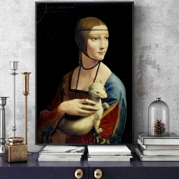 La Dama Del Armiño Lienzo Arte En Pinturas De Reproducciones En La Pared De Leonardo Da Vinci Famoso Lienzo De Arte De Pared De La Decoración Del Hogar
