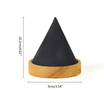 La Forma de cono de Madera Brazalete de la Pulsera de la Pulsera de la Joyería Soporte de Exhibición del Anillo de soporte de Reloj P0RF