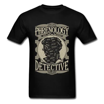 La frenología De Un Detective de la Camiseta de Sherlock Holmes de camiseta de los Hombres de Negro de la Camiseta de Algodón Camiseta Geek Chic Tops Ropa de Verano