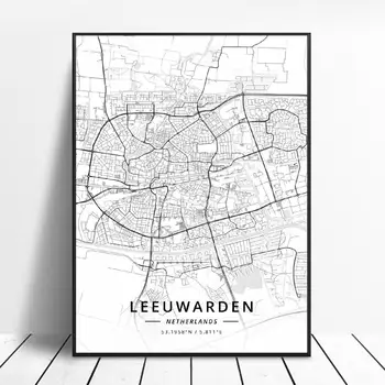 La Haya, Leiden Heerlen Amsterdam Dordrecht Leeuwarden, Países Bajos Mapa Cartel