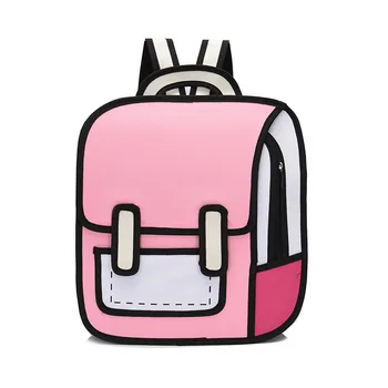 La Impresión en 3d Canvas Mochilas de Dibujo en 2d de dibujos animados mochila Bolsa de los Estudiantes Lindo bulto escolar de los Niños de la Bolsa Caliente