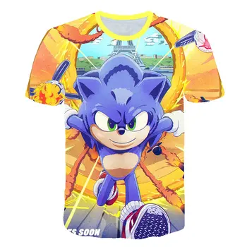 La Impresión en 3D de dibujos animados de Anime de Sonic the Hedgehog para Niños T-shirt 2020 Diversión de Verano Lindo T-shirt Niños y Niñas de O-Cuello Casual Tops