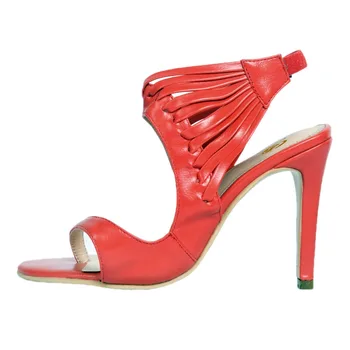 La Intención Original de las Mujeres Hermosas Sandalias De 2017 Dedo del pie Abierto Finos Tacones Sandalias de Alta calidad de los Zapatos Rojos de la Mujer Más el Tamaño de 4-15