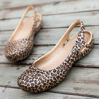 La jalea Sandalias de las Mujeres Zuecos Casa antideslizante Zapatos de Verano Hospital Pisos Zapatillas de Plástico Chica Impermeable EVA Garden Zapatos de Leopardo