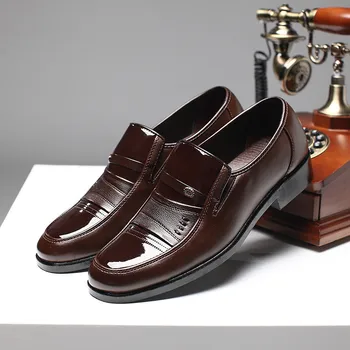 La Marca italiana de Cuero para Hombre Zapatos Formales de los Hombres Clásicos Oxford Zapatos de los Hombres de Cuero Zapatos de Vestir de los Hombres Mocasines Negro y Marrón