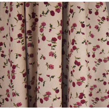 La mitad del medidor poco de dulce flor de impresión de algodón tela de pana para la temporada Otoño Invierno vestido de camisa de los pantalones de abrigo T1256 9100