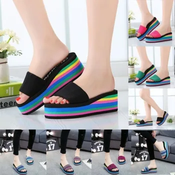 La moda arco iris Zapatos de las Mujeres del Verano Antideslizante Sandalias de Mujer de la Playa de Zapatillas de Alta Calidad EVA de colores Zapatillas zapatos mujer 8898