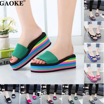 La moda arco iris Zapatos de las Mujeres del Verano Antideslizante Sandalias de Mujer de la Playa de Zapatillas de Alta Calidad EVA de colores Zapatillas zapatos mujer