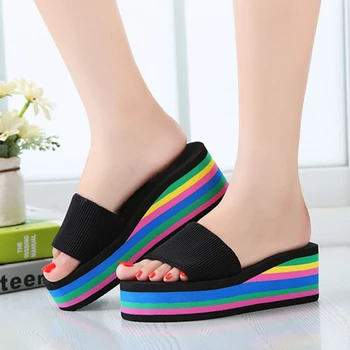 La moda arco iris Zapatos de las Mujeres del Verano Antideslizante Sandalias de Mujer de la Playa de Zapatillas de Alta Calidad EVA de colores Zapatillas zapatos mujer
