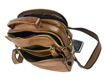 La moda Crossbody bolso de Cuero Genuino de los Hombres bolsa de hombro de Cuero de los hombres bolsa de mensajero masculino de Ocio pequeña bolsa Sling Bolso de mano bolso de Brown