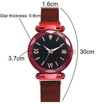 La moda de Cuarzo relojes de Pulsera Estrellado Malla Magnético Hebilla Número Romano de Lujo de Cuarzo Reloj de Pulsera de Regalo Elegante Dama zegarek damski
