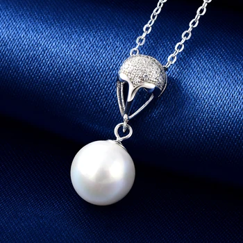 La moda de Joyería de la Plata Esterlina 925 del Collar de la AAA Natural de la Perla Colgante de Cadena De las Mujeres