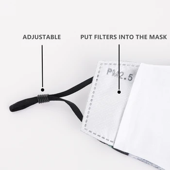La moda de la Impresión Reutilizable de Protección PM2.5 Filtro en la boca de la Máscara anti polvo de la Cara de la máscara a prueba de viento de la Boca-controlar la propagación de las bacterias de la prueba de la Gripe Máscara