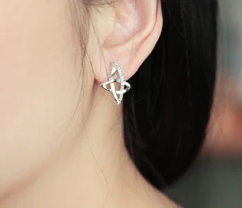 La moda de la personalidad de la plata esterlina 925 aretes de Mujer de plata sólido Geométrico triángulo earringWholesale encanto de la señora de la joyería