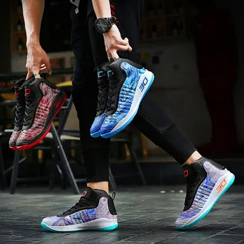La moda de los hombres y las mujeres zapatos de baloncesto transpirable antideslizante correas de zapatillas de deporte a prueba de choques de la formación casual zapatos Zapatos Hombre