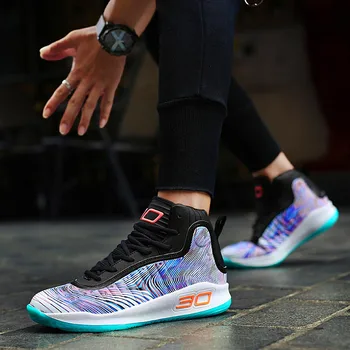 La moda de los hombres y las mujeres zapatos de baloncesto transpirable antideslizante correas de zapatillas de deporte a prueba de choques de la formación casual zapatos Zapatos Hombre