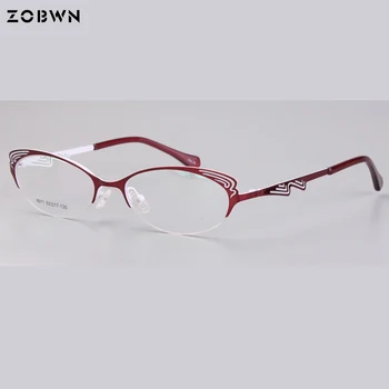 La moda de los Lentes Ópticos mujeres Miopía Gafas señora de Metal Gafas de oculos de grau feminino la forma de la mariposa gato gafa rojo negro 32284
