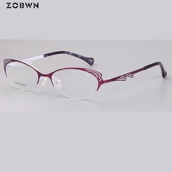 La moda de los Lentes Ópticos mujeres Miopía Gafas señora de Metal Gafas de oculos de grau feminino la forma de la mariposa gato gafa rojo negro