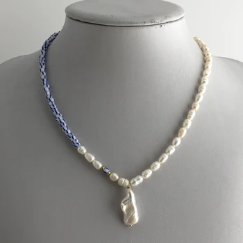 La moda de Perlas de agua Dulce de la Raya de las Perlas del Collar de la Real Barroco de la Perla Colgante hecho a Mano de la Joyería Collar de Gargantilla para las Mujeres de Regalo Diario