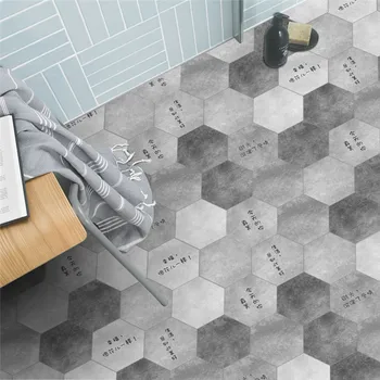 La moda Gris Geometría fondo de pantalla Impermeable Anti-fuego Mural Para el Armario de Cocina Anti-slip de Baño Hexágono Auto-adhesivo de la etiqueta Engomada