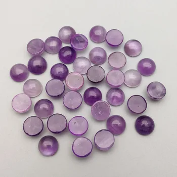 La moda natural amatistas piedra de cristal perlas de encanto 4 6 8 10 12 mm ronda de la cabina cabujón hay un hueco para la joyería de envío gratis Mayorista