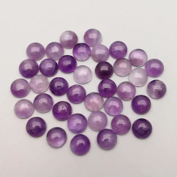 La moda natural amatistas piedra de cristal perlas de encanto 4 6 8 10 12 mm ronda de la cabina cabujón hay un hueco para la joyería de envío gratis Mayorista
