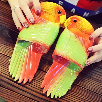 La moda Parrot Animal zapatillas de Vacaciones de playa, zapatillas 2021 Mujeres zapatos de Verano de Dulces de colores de las zapatillas de Casa para mujer 24-41 76293