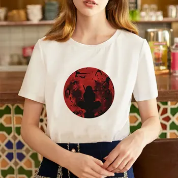 La moda Vintage Ropa de Uchiha Itachi Impreso Camiseta de gran tamaño de la Hembra Kawaii Anime T-shirt Ropa de Mujer O-cuello de Manga Corta