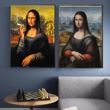 La Mona Lisa de Aceite de la Pintura de Da Vinci Famosa Pintura de Carteles e Impresiones de la Lona de la Decoración de la Pared del Arte de la Imagen para la Sala de estar Decoración para el Hogar