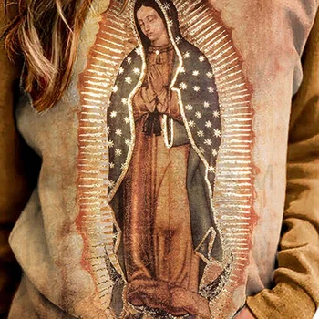 La mujer Original de Nuestra Señora de Guadalupe Virgen María Sudadera de Manga Larga Top TT@88